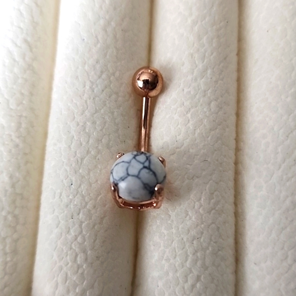 Belly BUTTON RINGSurgical STEEL 14G JASPER ROSE gold